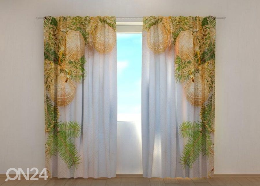 Poolpimendav kardin Golden Xmas Bows 1 240x220 cm suurendatud