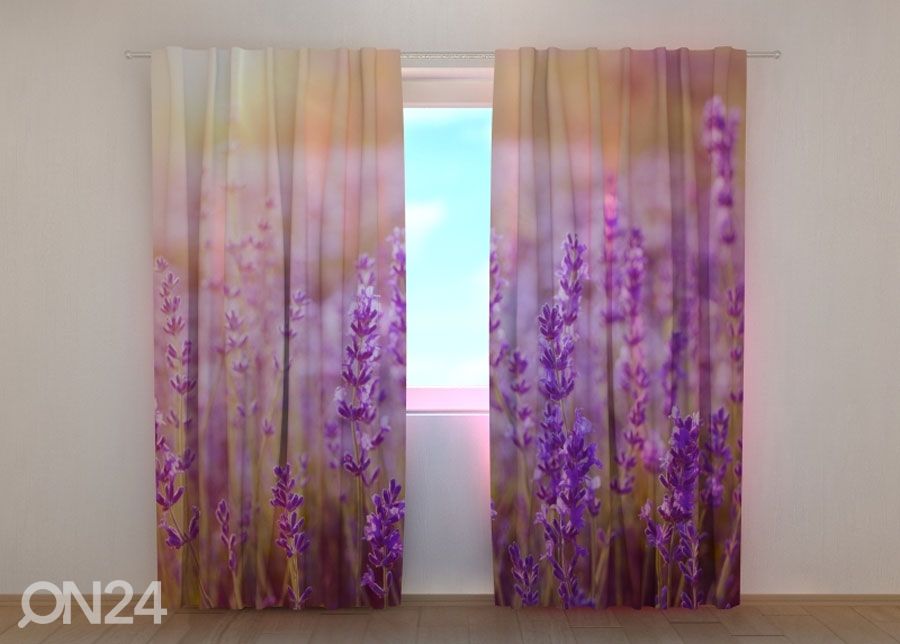 Poolpimendav kardin Sunset over a Lavender Field 240x220 cm suurendatud