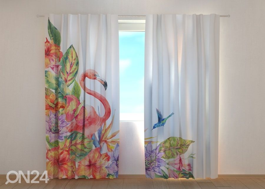 Poolpimendav kardin Tropical Flamingo suurendatud