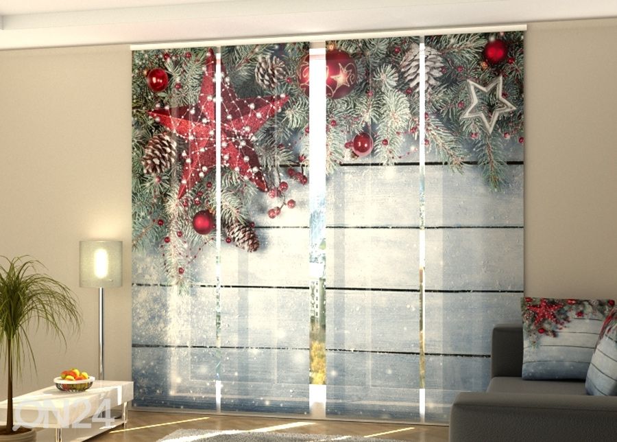Poolpimendav paneelkardin Christmas Red Star 240x240 cm suurendatud