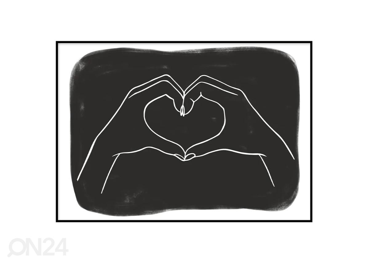 Poster Must-valge süda 70x100 cm suurendatud