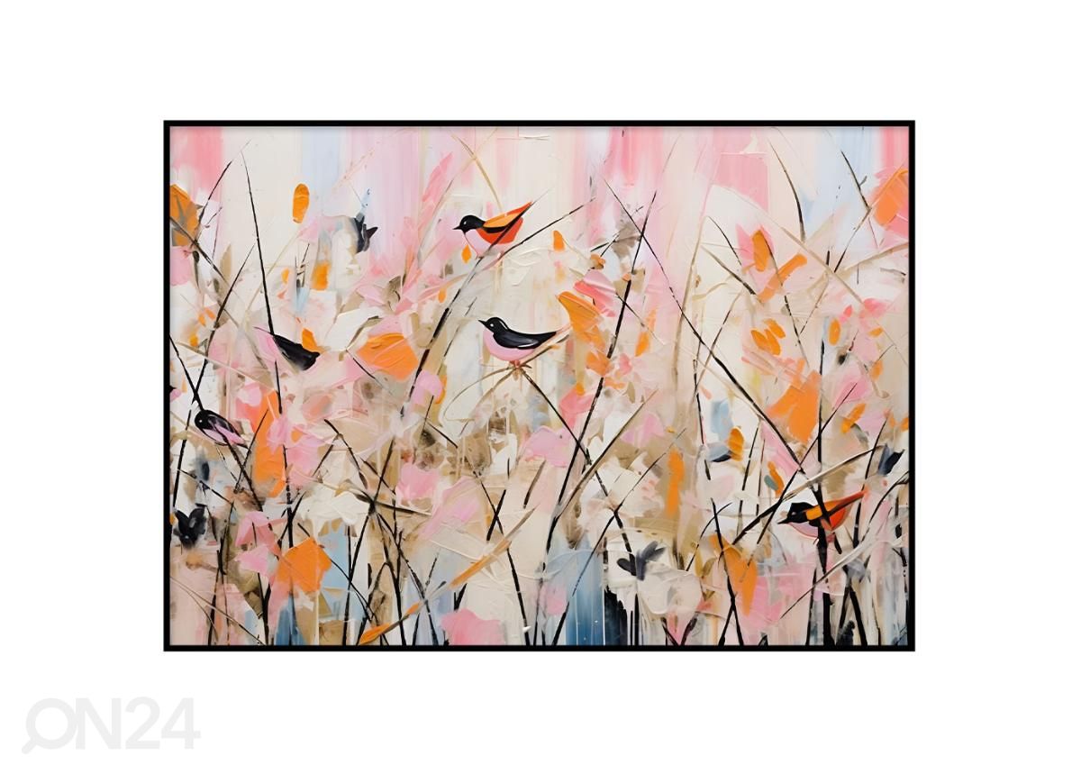 Poster Värviliste lindude maal 21x30 cm suurendatud