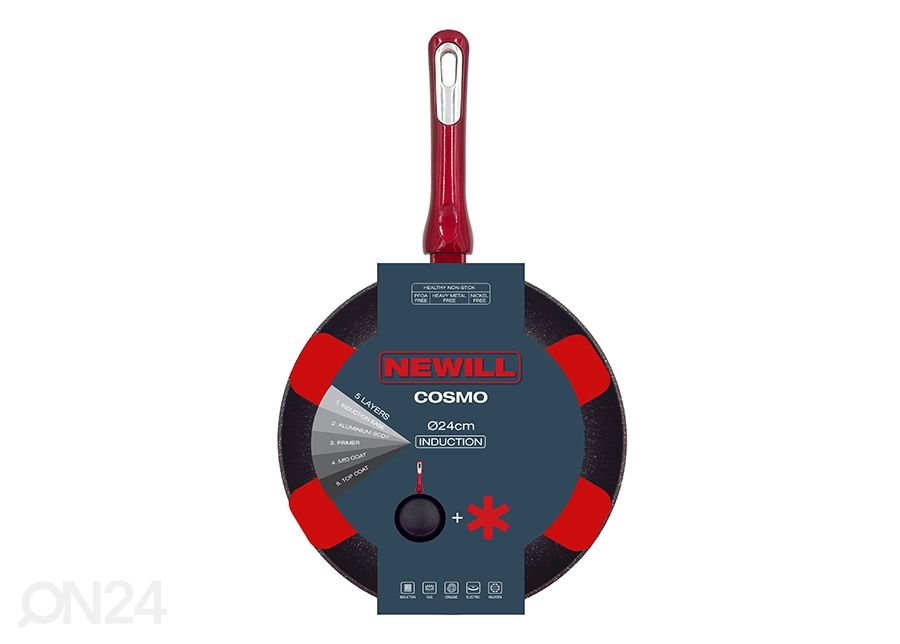 Praepann Newill Cosmo Ø 24 cm + pannikaitse, induktsioon suurendatud