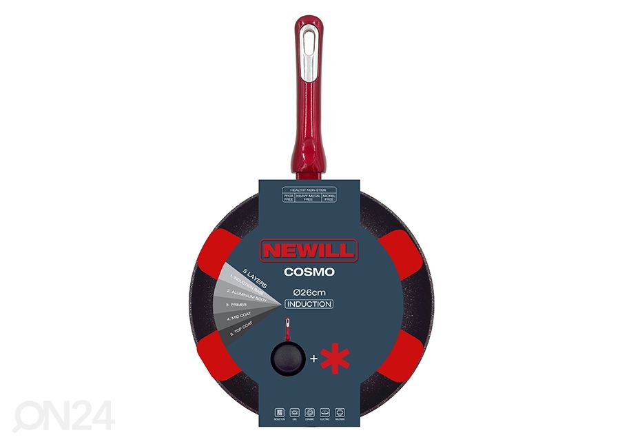 Praepann Newill Cosmo Ø 26 cm + pannikaitse, induktsioon suurendatud
