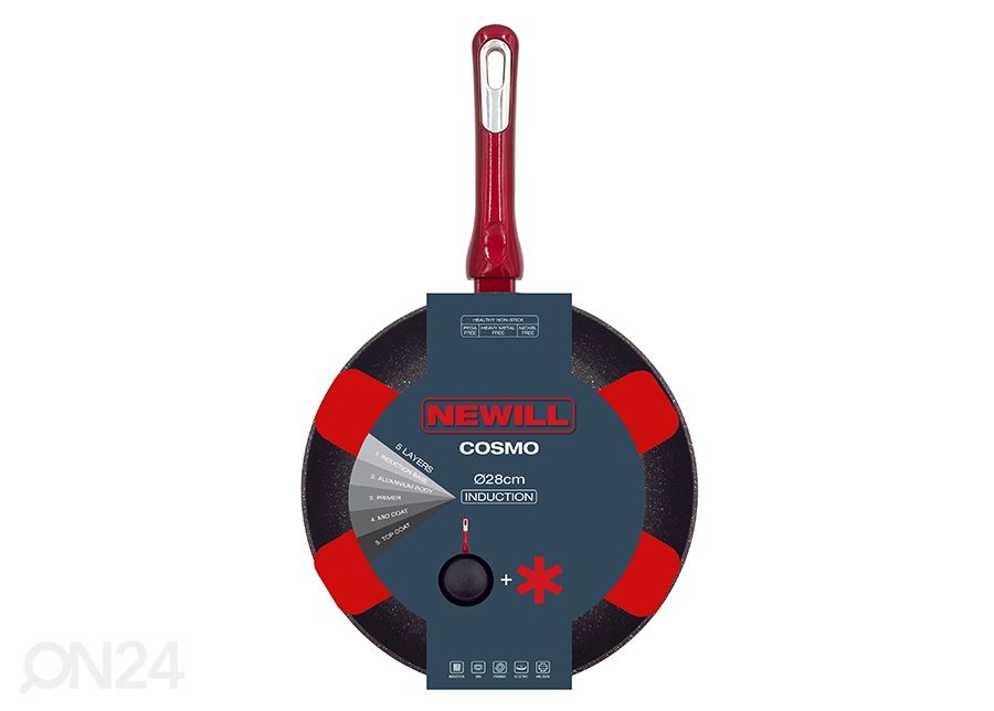 Praepann Newill Cosmo Ø 28 cm + pannikaitse, induktsioon suurendatud