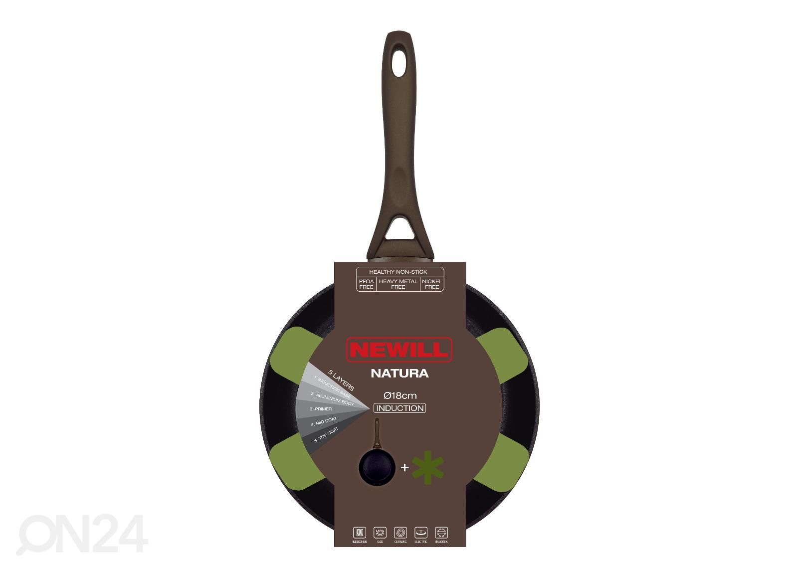 Praepann Newill Natura Ø 18 cm + pannikaitse, induktsioon suurendatud