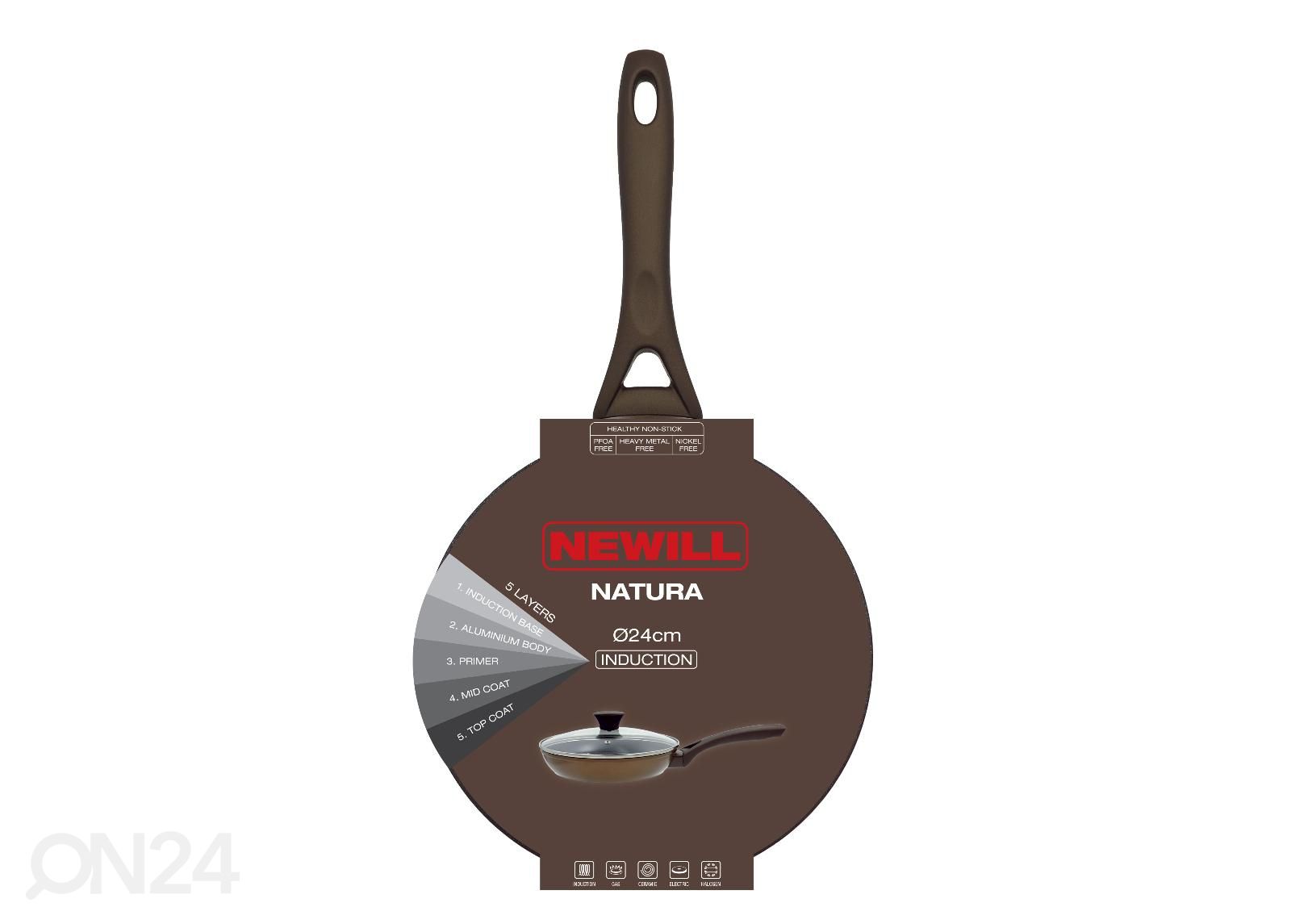 Praepann Newill Natura Ø 24 cm klaasist kaanega, induktsioon suurendatud