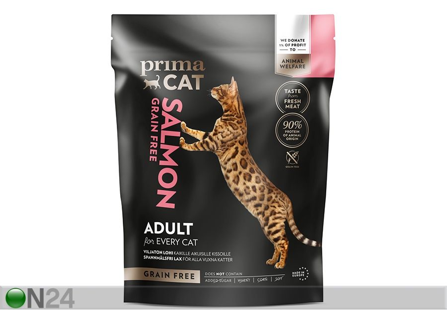 PrimaCat täistoit GrainFree täiskasvanud kassidele lõhega 1,4 kg suurendatud