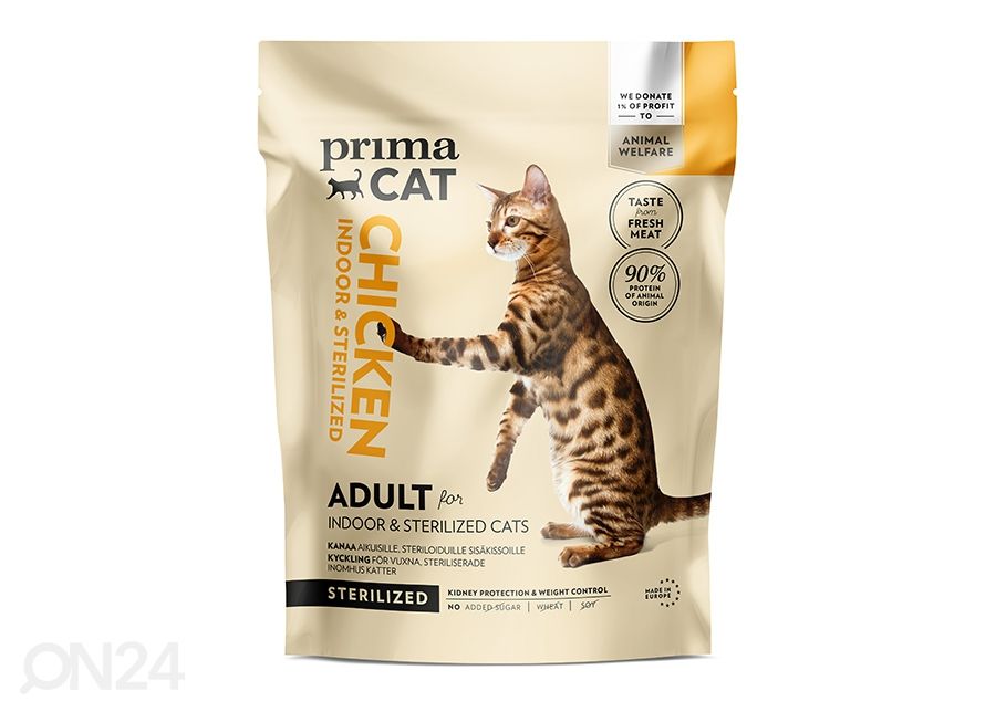 PrimaCat täistoit steriliseeritud kassidele kanalihaga 1,4 kg suurendatud