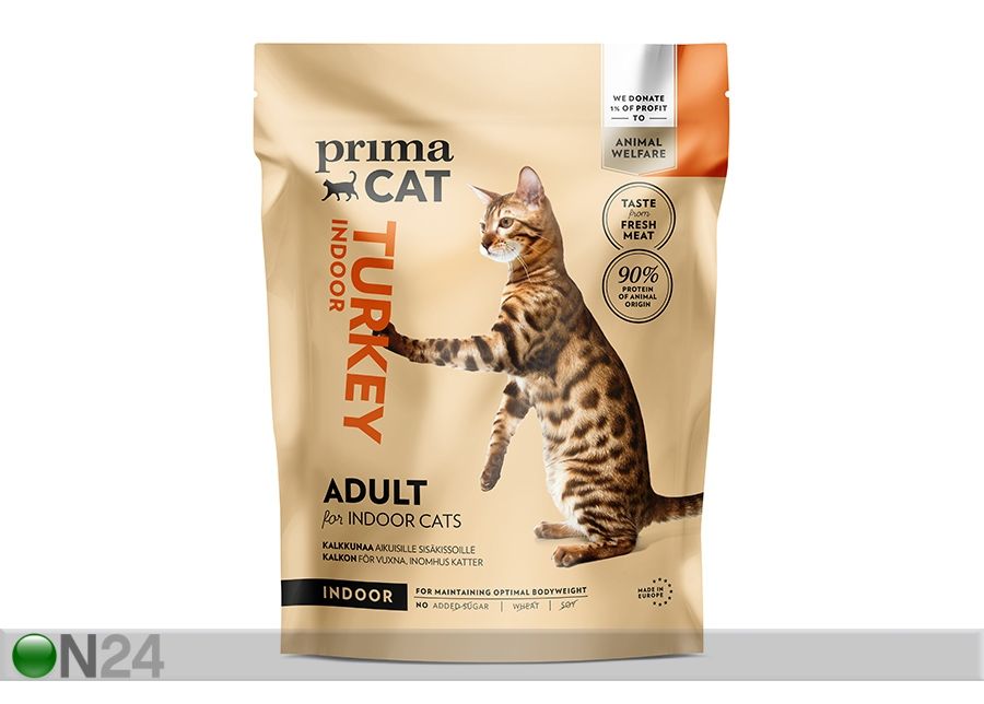 PrimaCat täistoit täiskasvanud kassidele kalkunilihaga 1,4 kg suurendatud