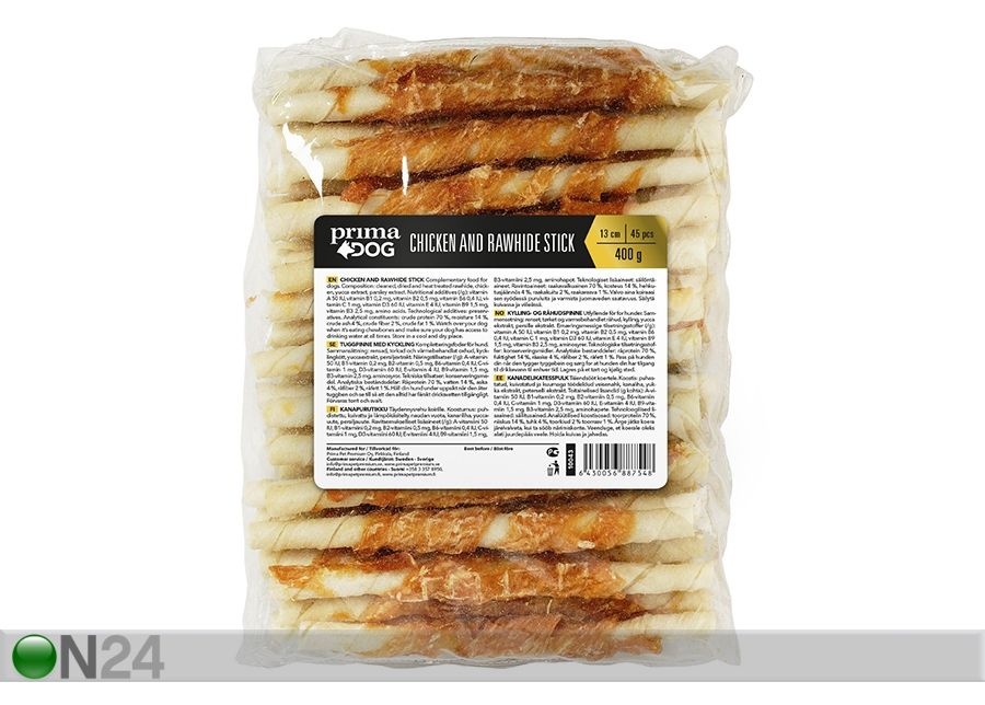 PrimaDog närimispulgad kanalihaga 13 cm, 45 tk, 400 g suurendatud