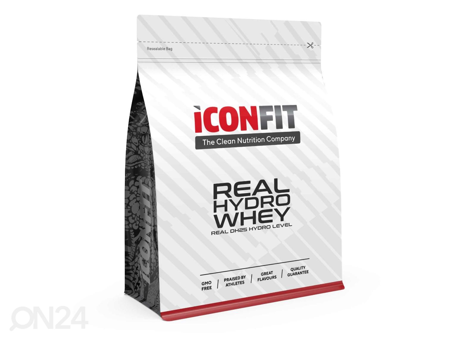 Proteiin Real Hydro Whey DH25 800 g mõru šokolaad Iconfit suurendatud