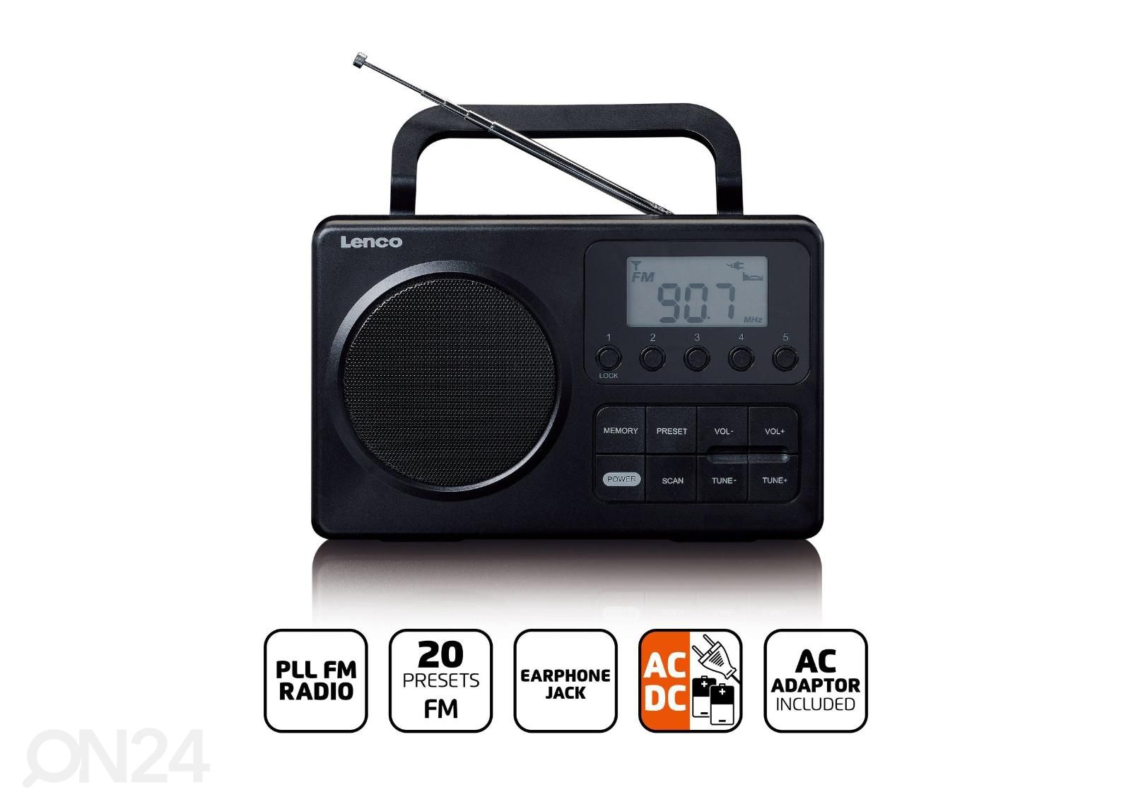Raadio Lenco MPR035BK, must suurendatud
