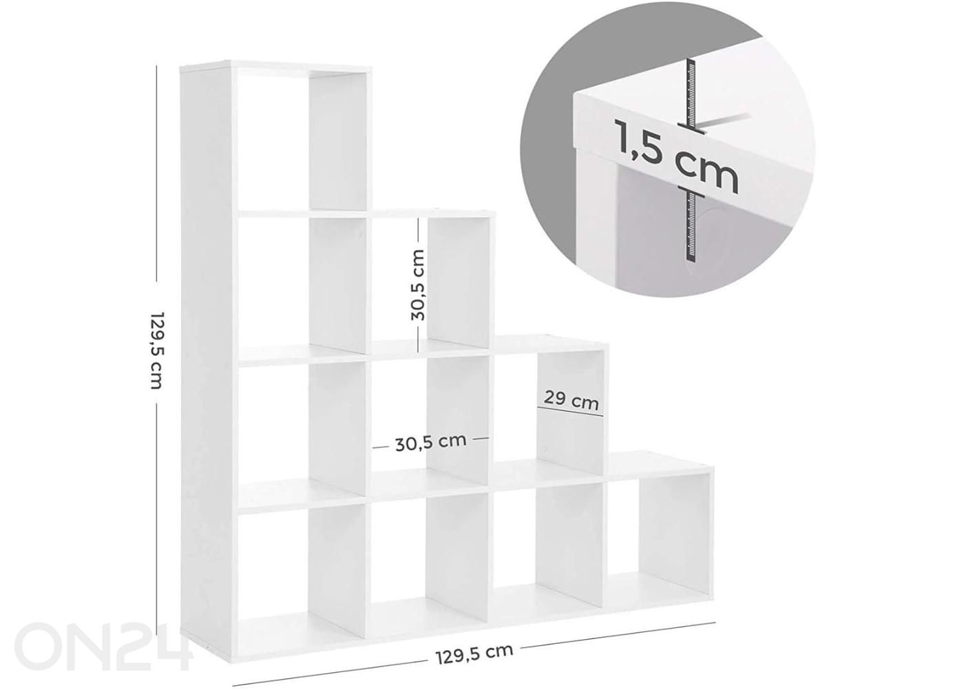 Raamaturiiul 129,5x129,5 cm valge suurendatud mõõdud