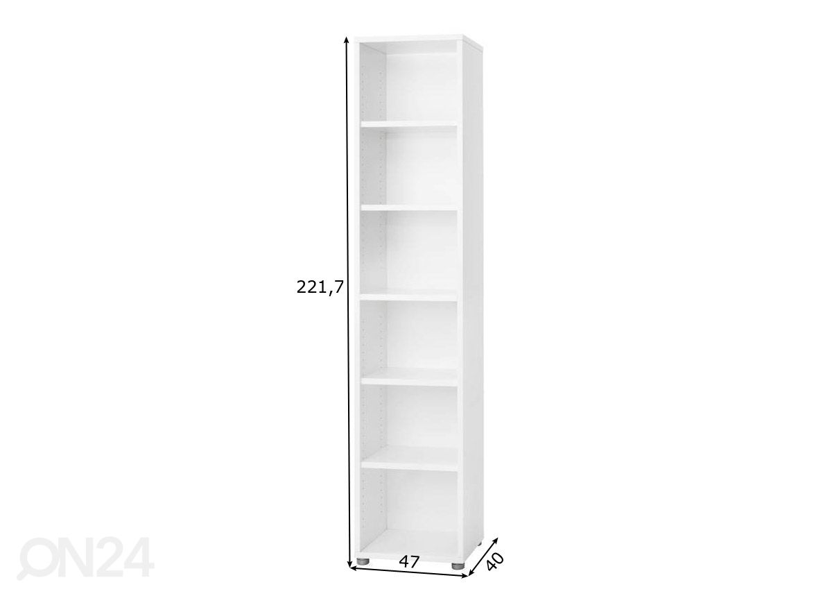 Raamaturiiul Prima 47 cm suurendatud mõõdud