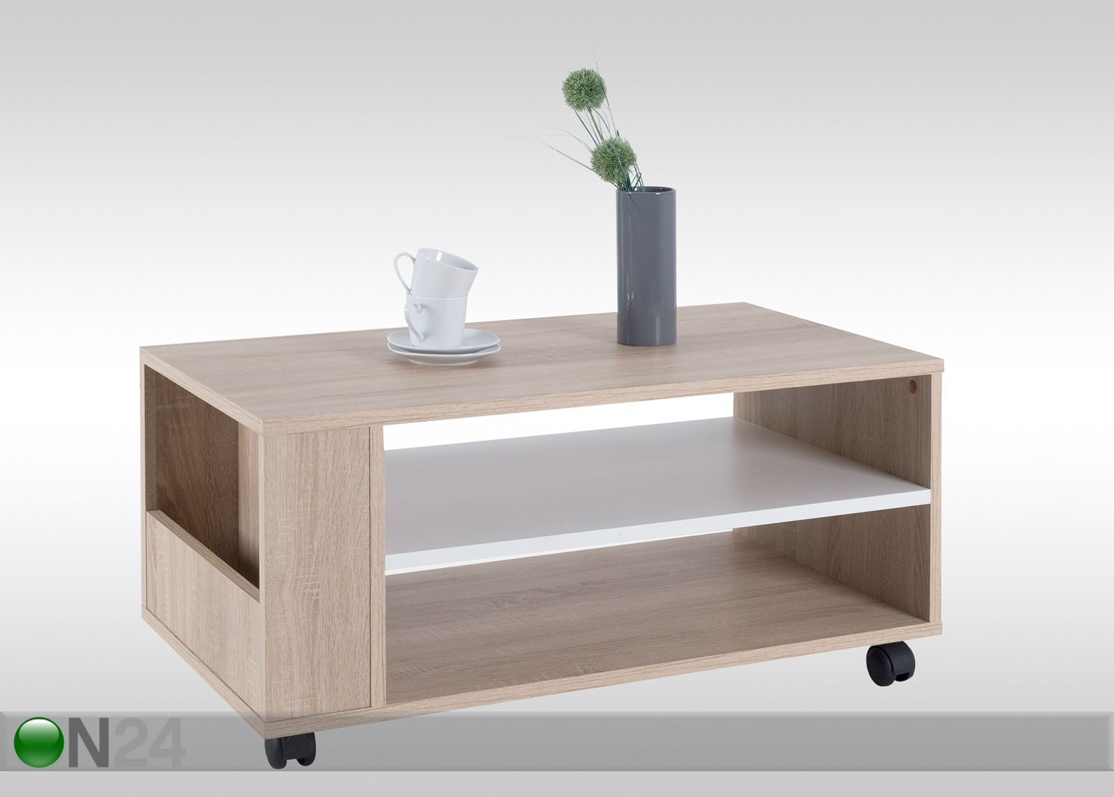 Ratastel diivanilaud Robin suurendatud