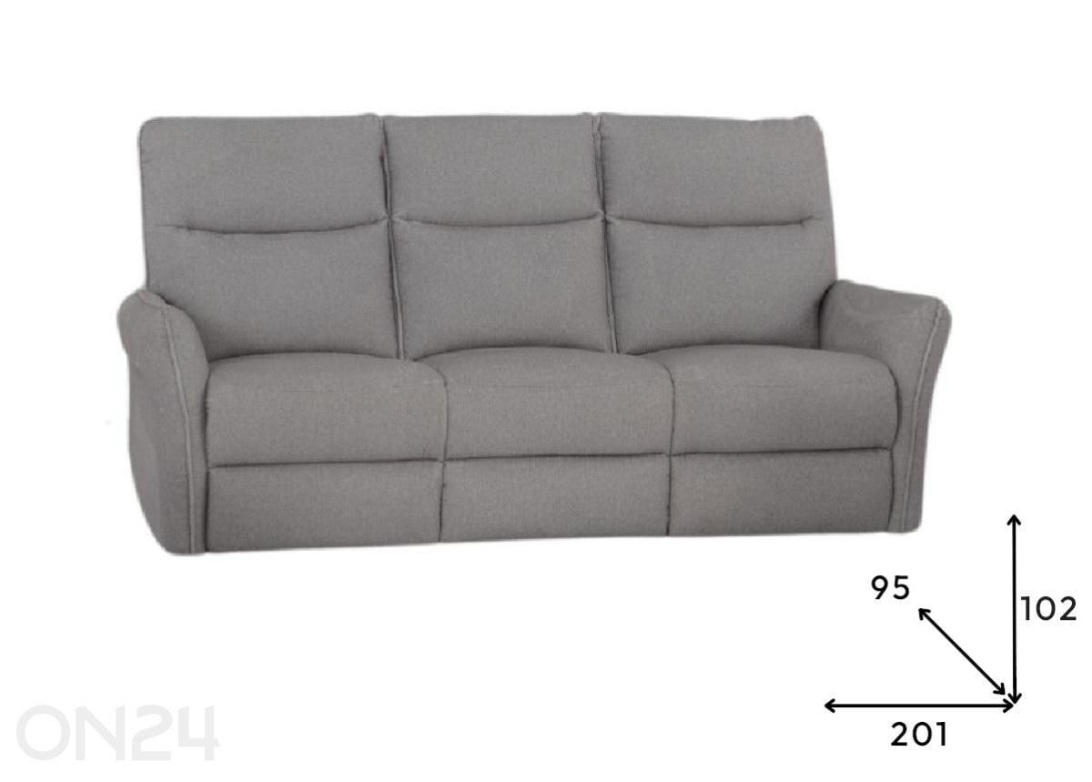 Recliner 3-kohaline diivan Ats 3 suurendatud mõõdud