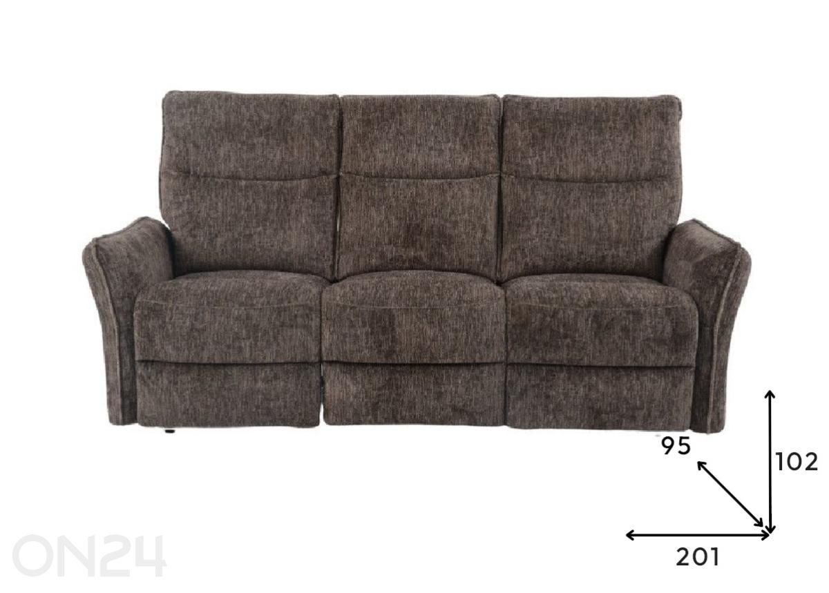 Recliner 3-kohaline diivan Ats 3 suurendatud mõõdud