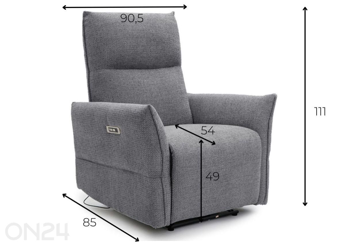 Recliner tugitool Eleganz 1, tumehall suurendatud mõõdud