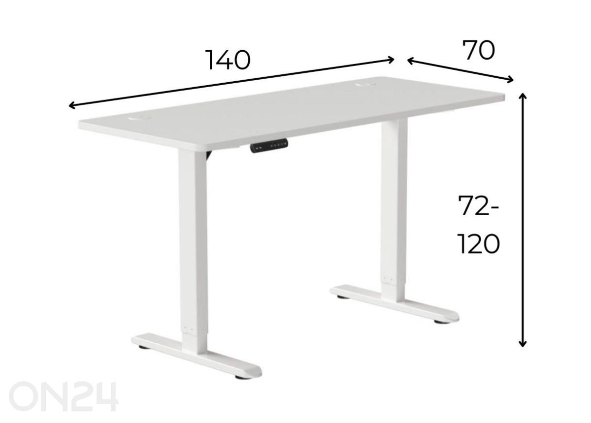 Reguleeritav arvutilaud Flower 140x70 cm, valge suurendatud mõõdud