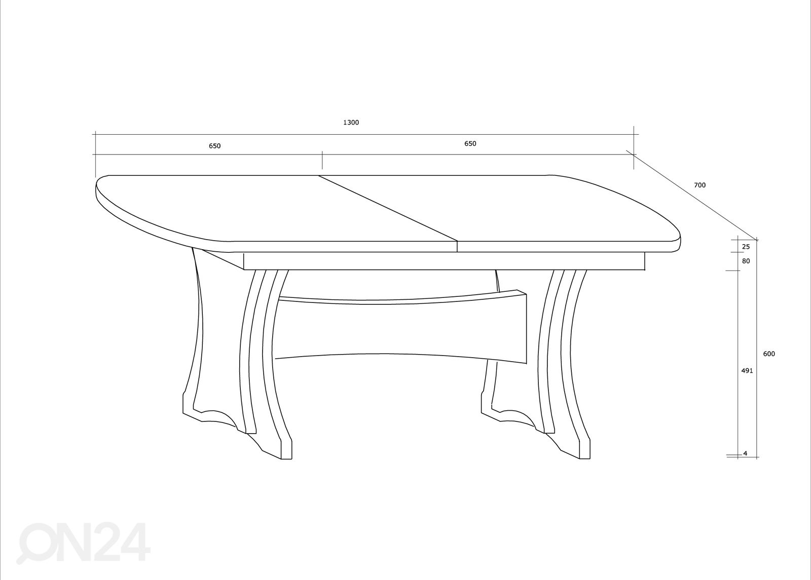 Reguleeritav diivanilaud 130/176x70 cm suurendatud mõõdud