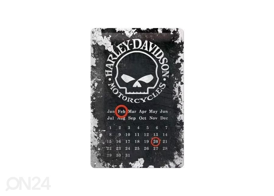 Retro metallkalender Harley-Davidson Skull suurendatud