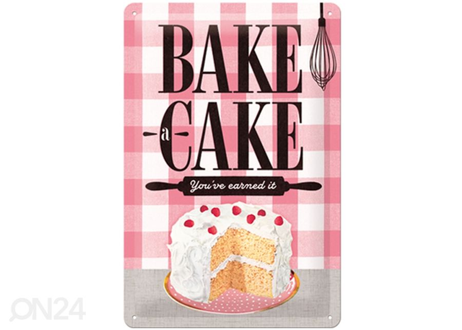 Retro metallposter Bake a cake 20x30 cm suurendatud