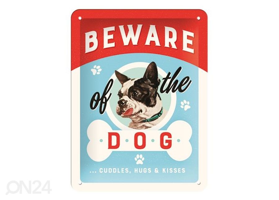 Retro metallposter Beware of the Dog 15x20 cm suurendatud