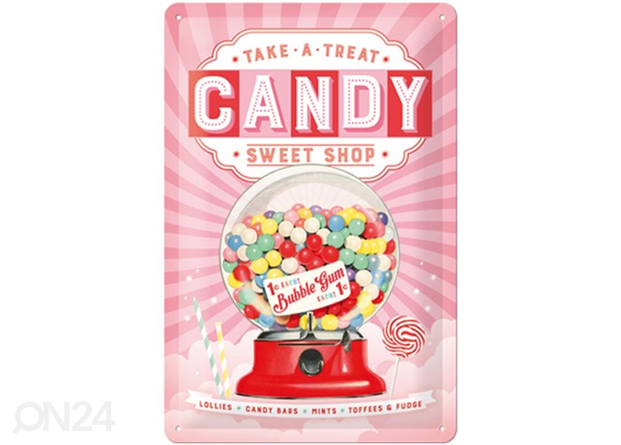 Retro metallposter Candy 20x30 cm suurendatud