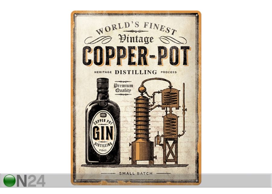Retro metallposter Copper Pot Gin 30x40 cm suurendatud