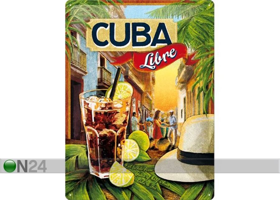 Retro metallposter Cuba Libre 30x40cm suurendatud