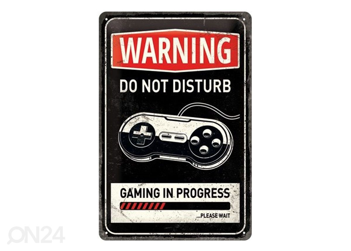 Retro metallposter Gaming in progress 20x30 cm suurendatud