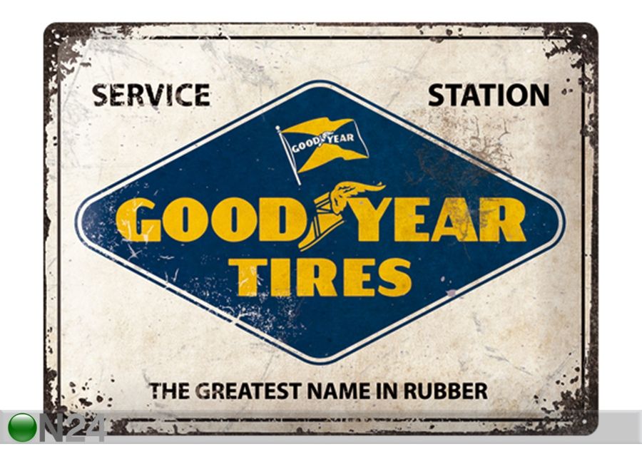 Retro metallposter GoodYear Logo 30x40 cm suurendatud
