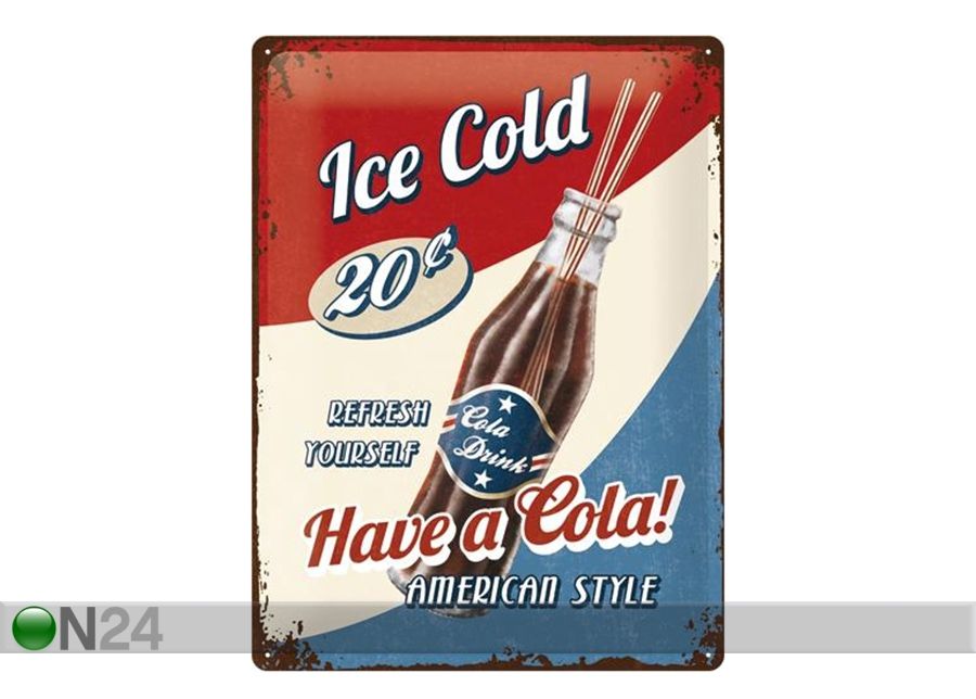 Retro metallposter Have a Cola! 30x40 cm suurendatud