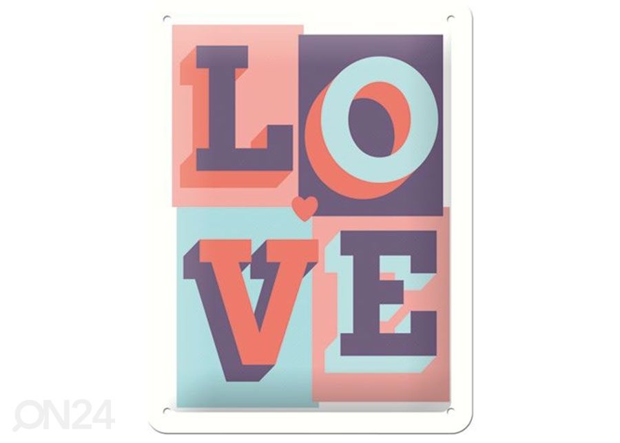 Retro metallposter Love 15x20 cm suurendatud