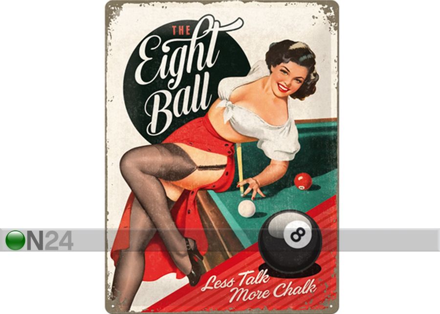 Retro metallposter The Eight Ball 30x40cm suurendatud