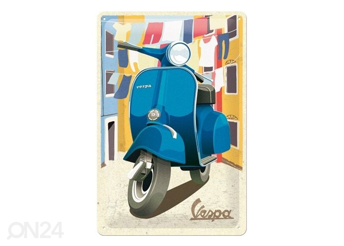 Retro metallposter Vespa - Italian Laundry 20x30 cm suurendatud