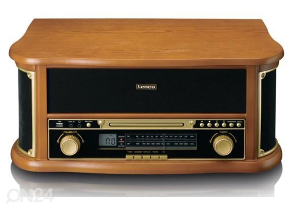 Retro-muusikakeskus vinüülplaadi- ja kassetimängijaga Lenco suurendatud
