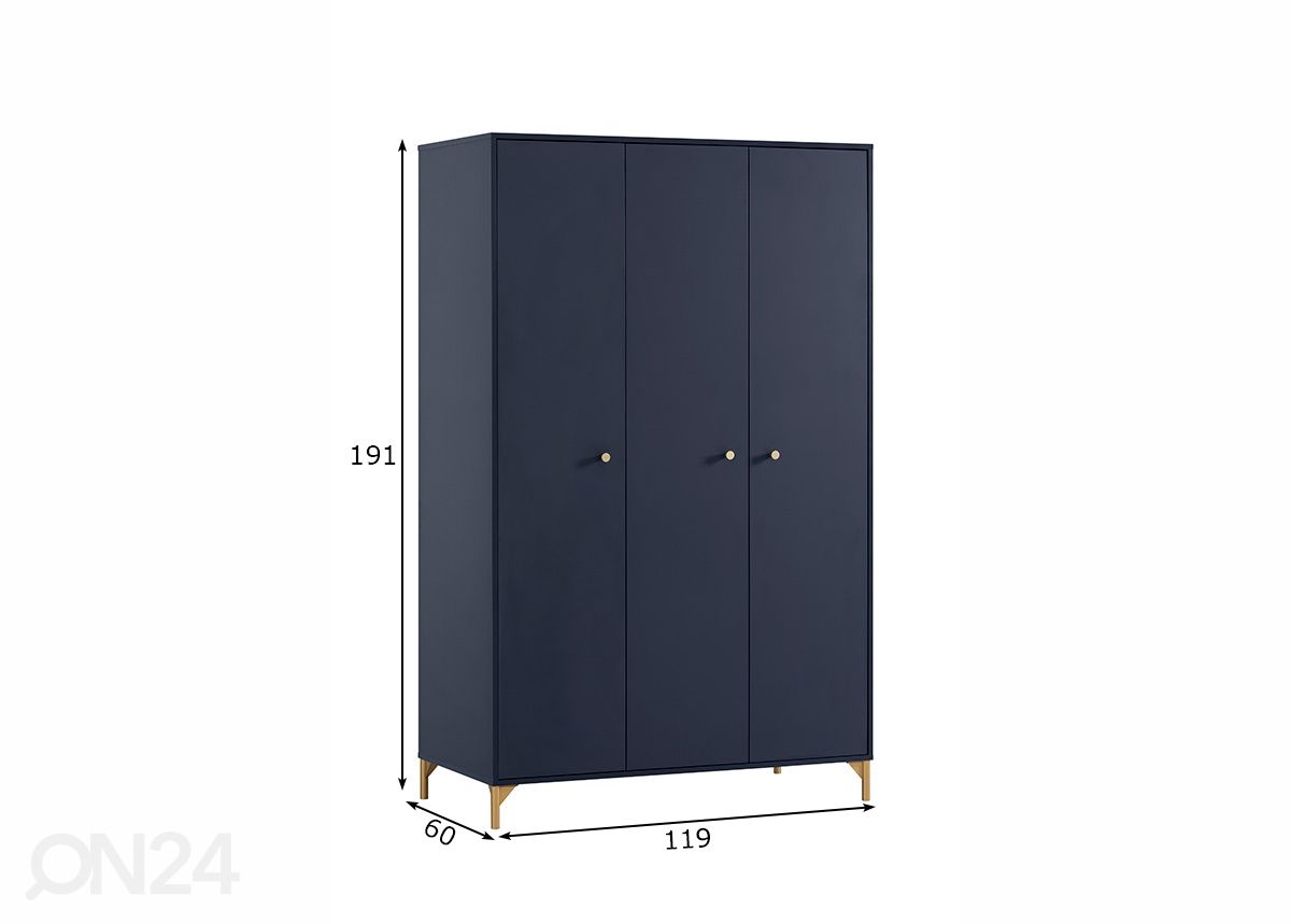 Riidekapp Alfa 119 cm suurendatud mõõdud