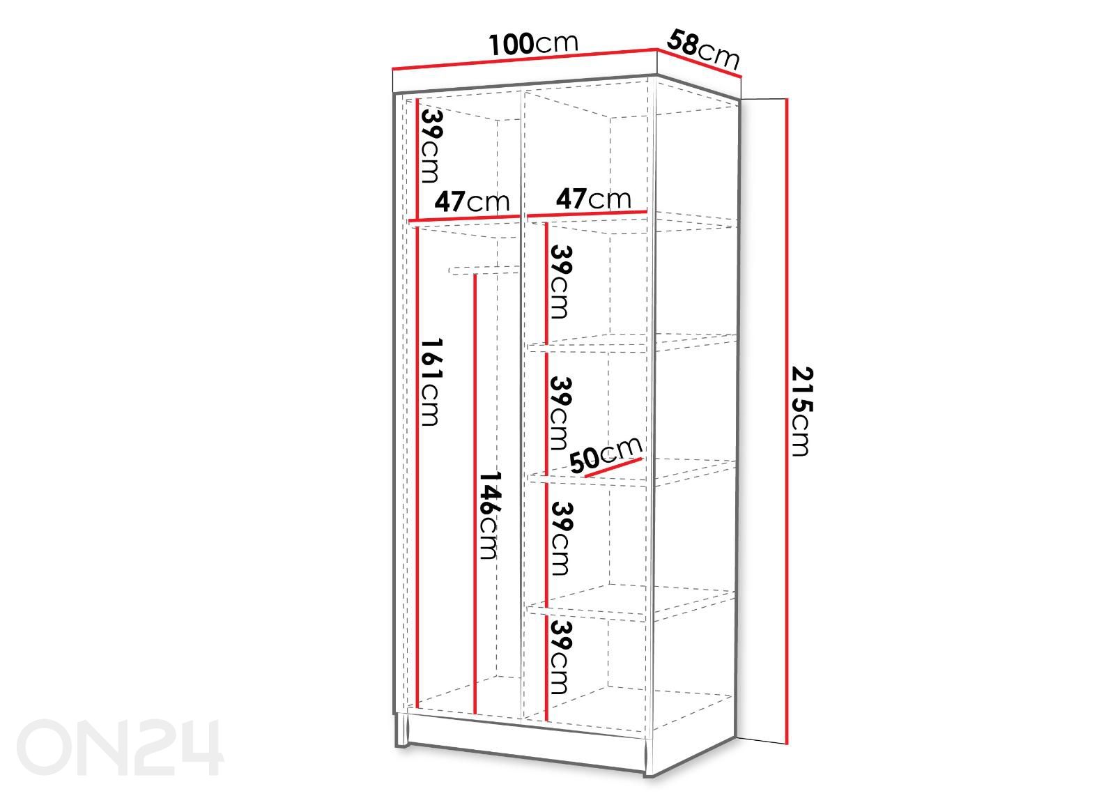 Riidekapp Bono II 100 cm suurendatud