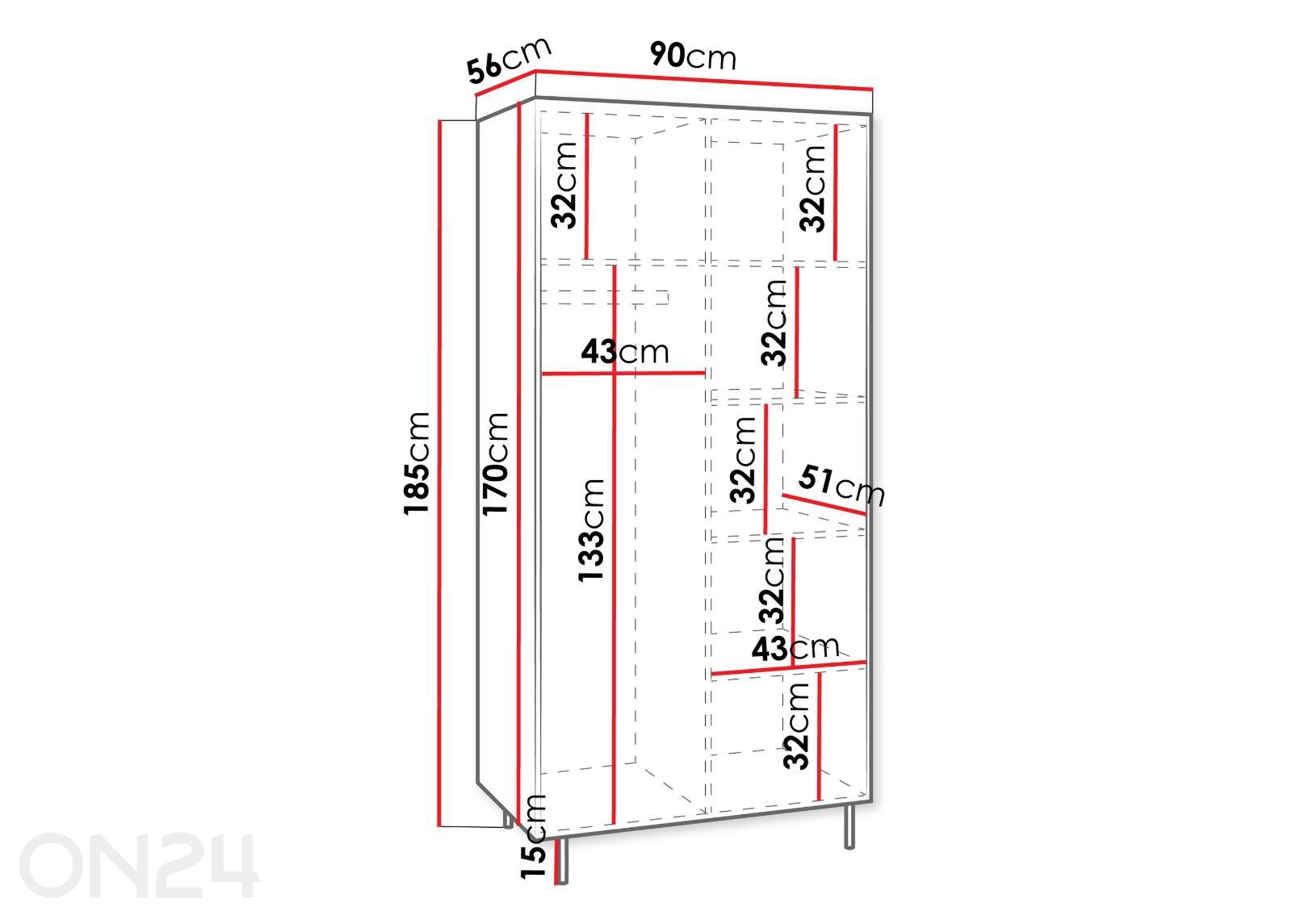 Riidekapp Caen suurendatud mõõdud
