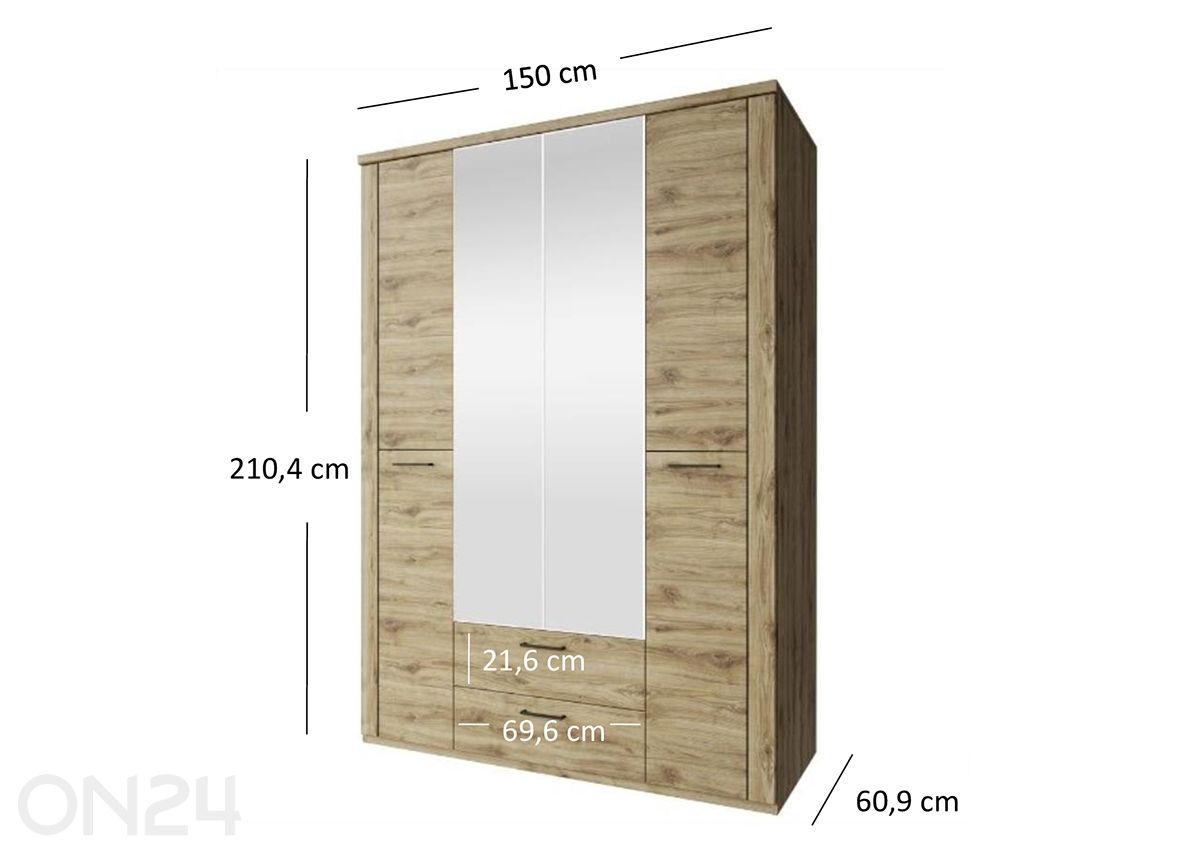 Riidekapp Doorset 150 cm suurendatud mõõdud