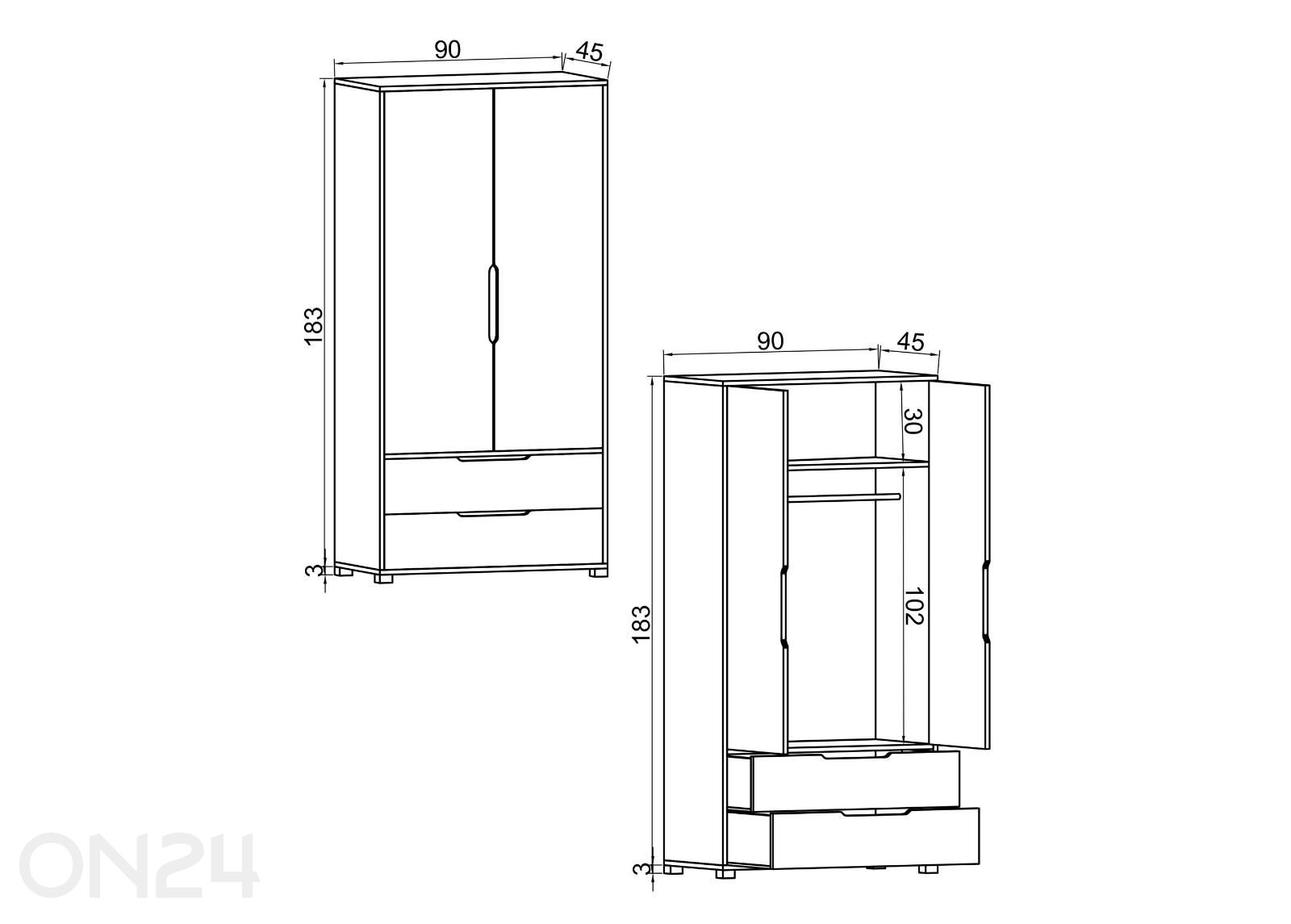 Riidekapp Flora suurendatud mõõdud