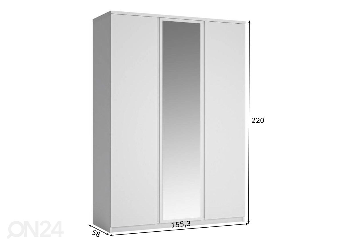 Riidekapp Fribo 155,3 cm suurendatud mõõdud