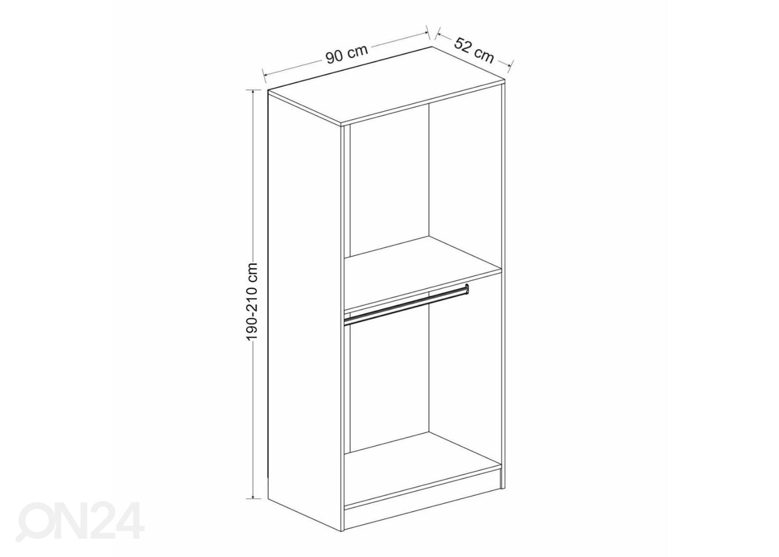Riidekapp Glass 90 cm suurendatud mõõdud