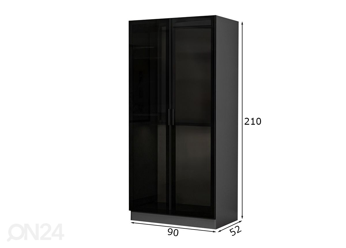 Riidekapp Glass 90 cm suurendatud mõõdud