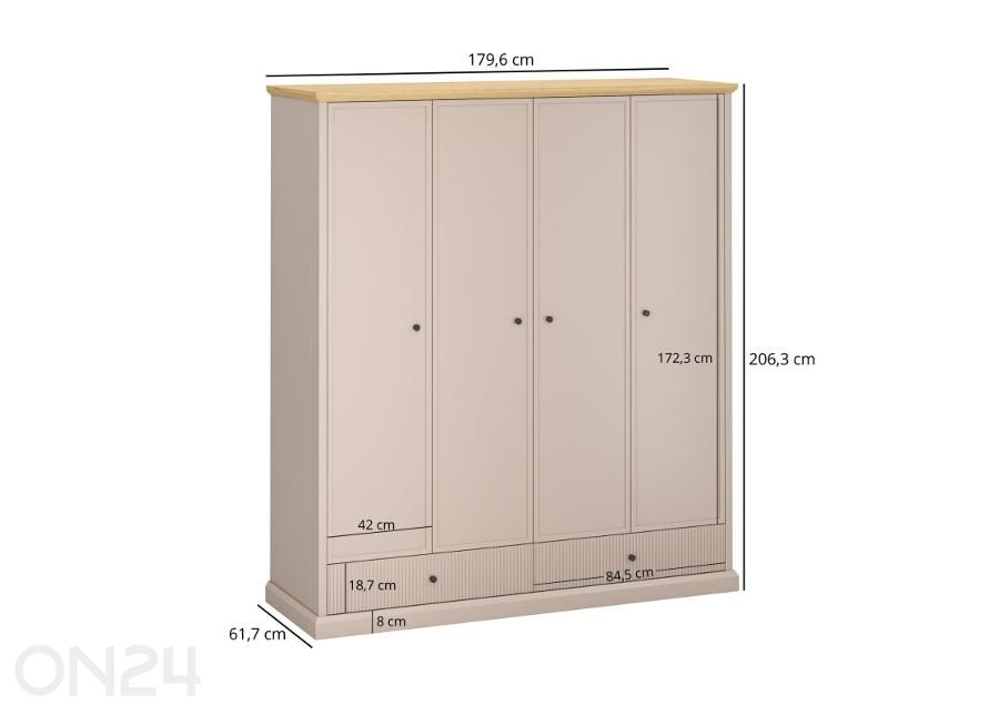 Riidekapp Idello 179,6 cm suurendatud mõõdud