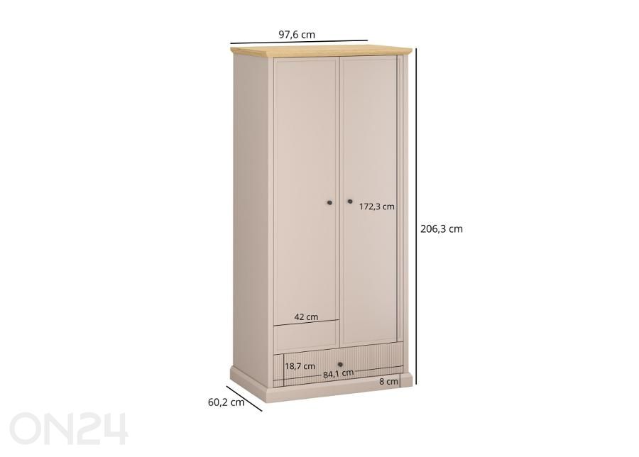 Riidekapp Idello 97,6 cm suurendatud mõõdud