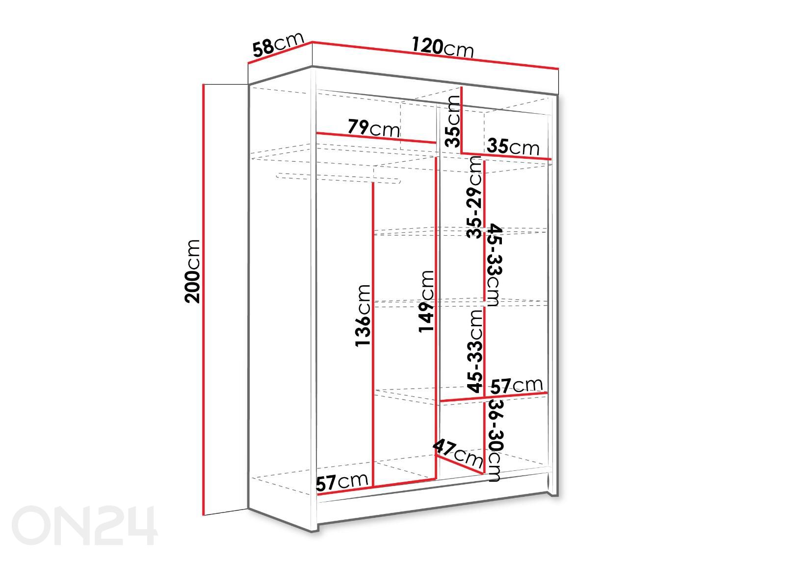Riidekapp + LED suurendatud mõõdud