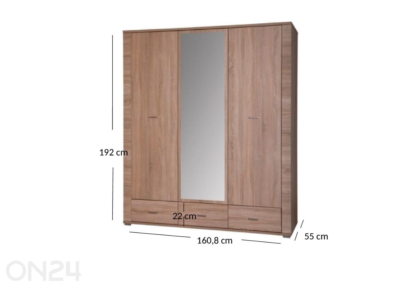 Riidekapp peegliga Gress suurendatud mõõdud